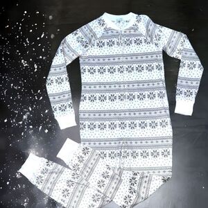 Cosmic Love l Long Sleeve Winter White & Grey Snowflakes l PJ Onesie | Small